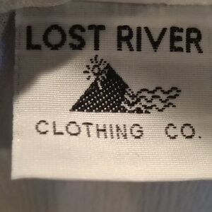 LOST RIVER CLOTHING CO scoop neck geometrically designed white s/s blouse Sz XL